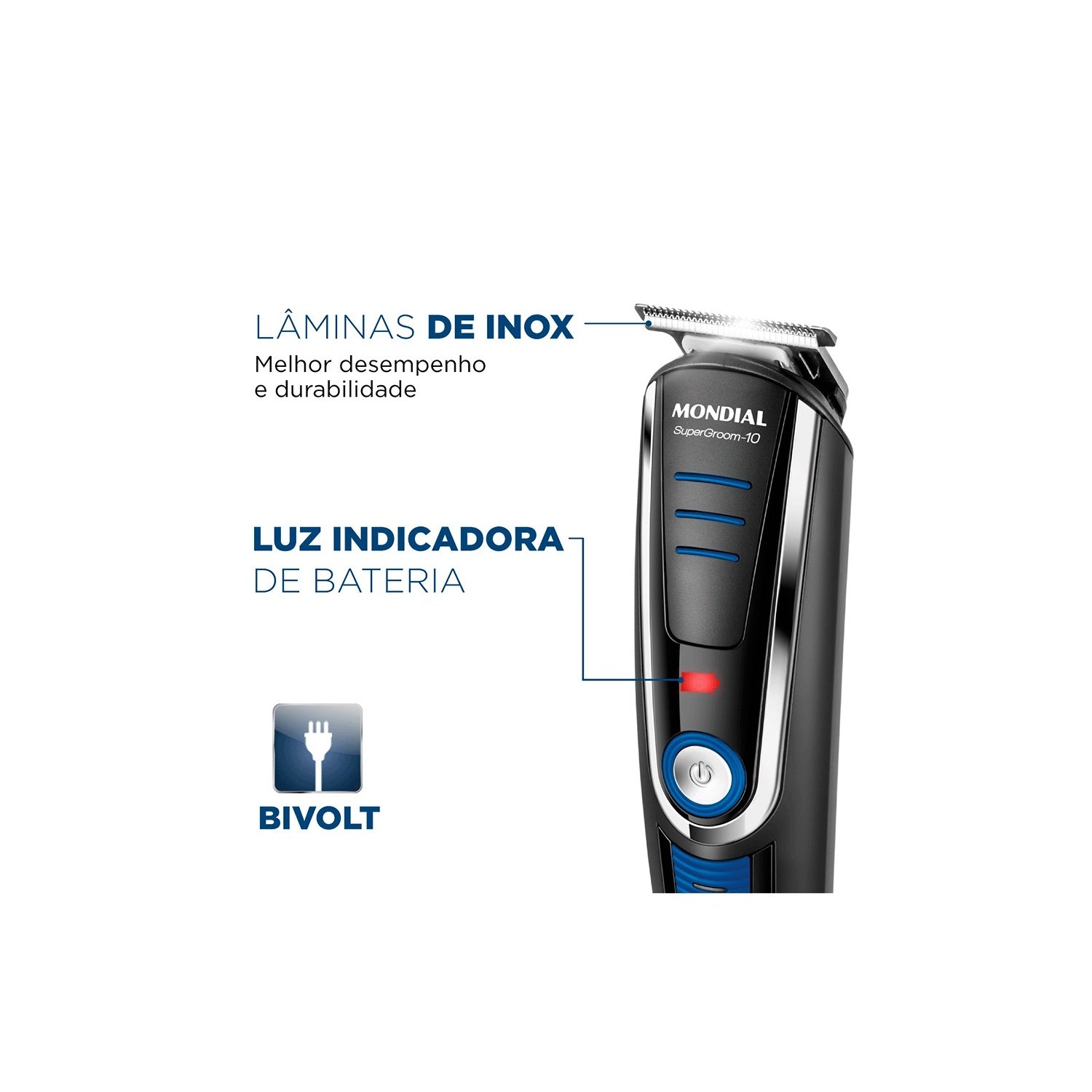 Aparador Elétrico Mondial BG-03 10 em 1 Recarregável Bivolt Multi Grooming