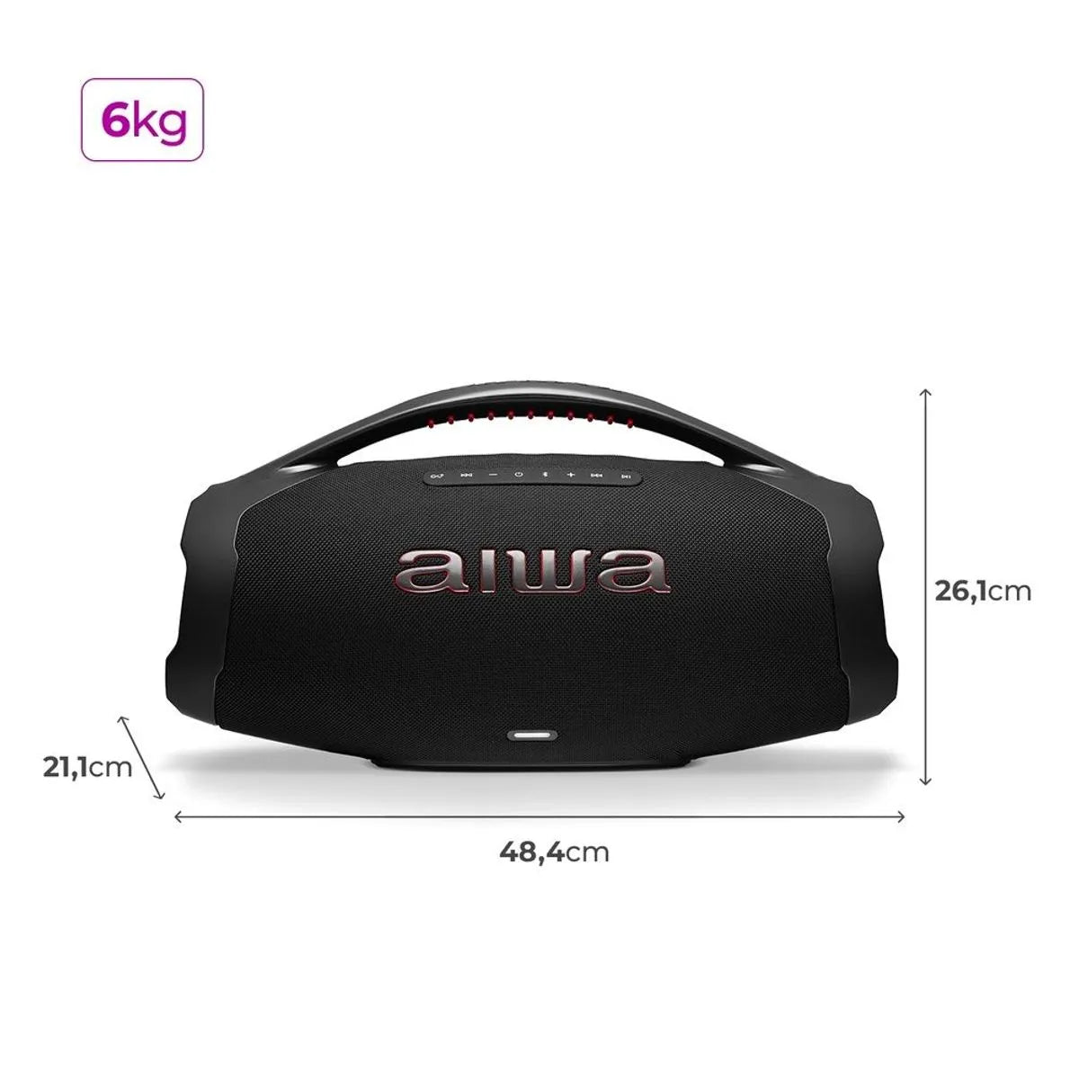 Caixa de Som Boombox Plus BBS-01-B 200W BT 30H IP66 USB AIWA