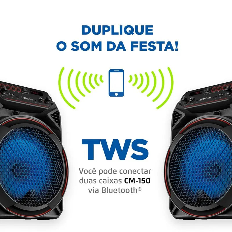 Caixa de Som Amplificada Mondial CM-150 150W Bluetooth