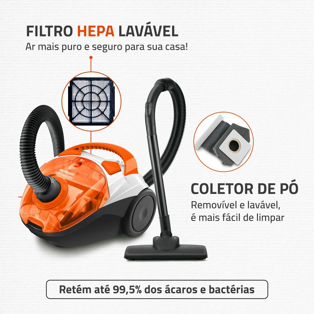 Aspirador de Pó Mondial Turbo Hepa AP-15