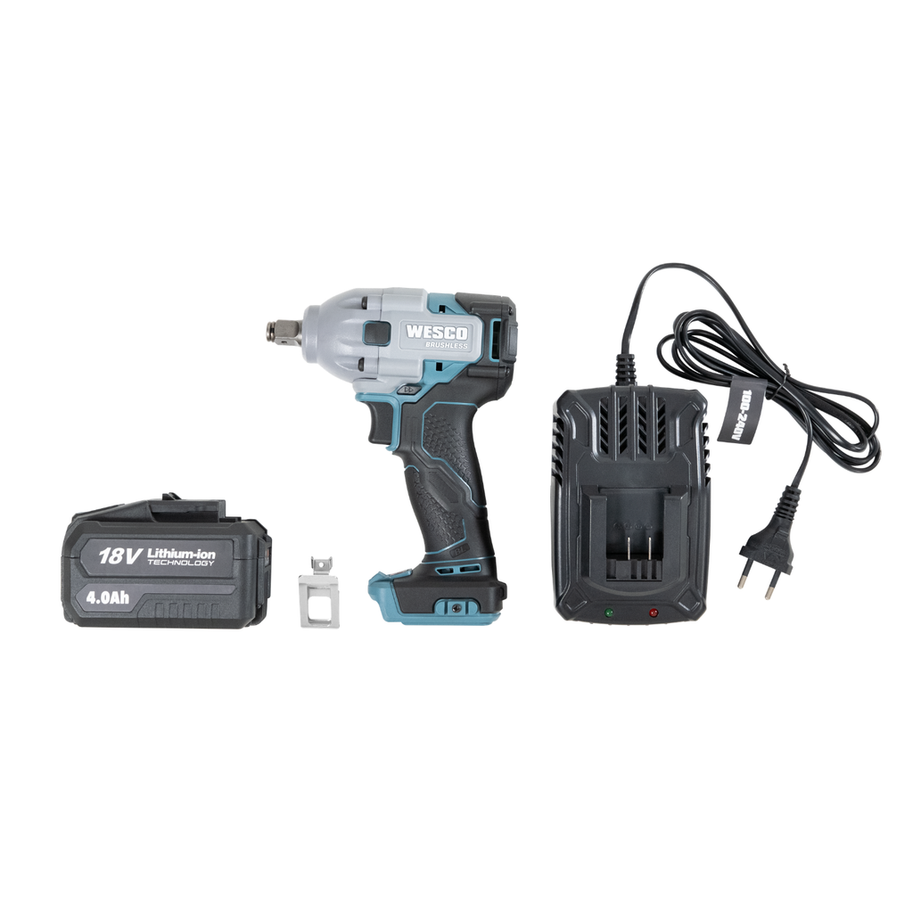 Chave de Impacto Brushless 1/2" 18V 350Nm Wesco com Bateria e Carregador