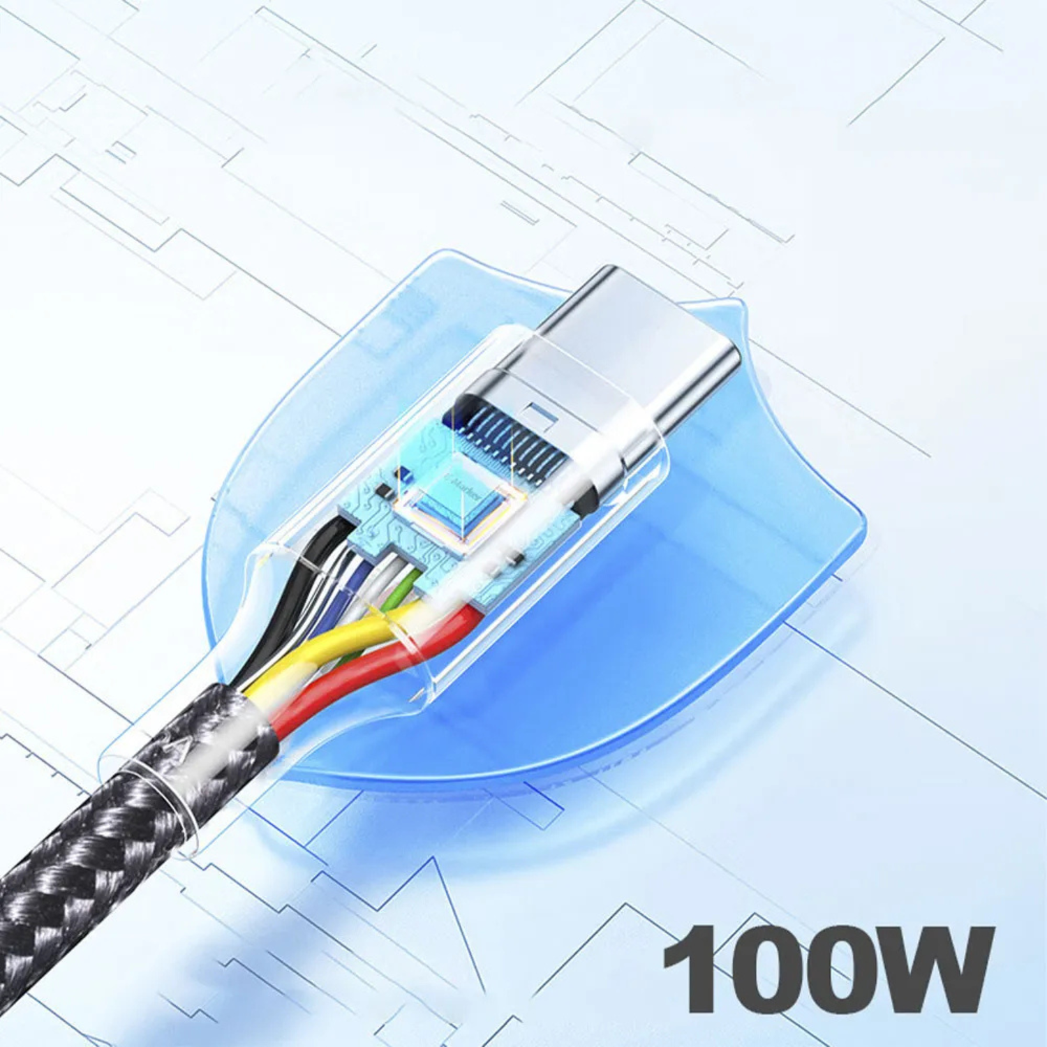 Cabo USB-C para USB-C Hrebos CB-362C 100W Turbo 1M