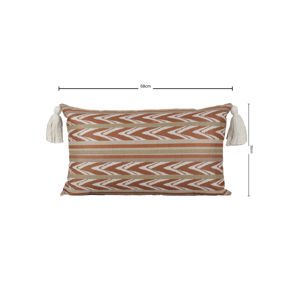 Almofada Linho 35X58 Ikat Terracota Tassel