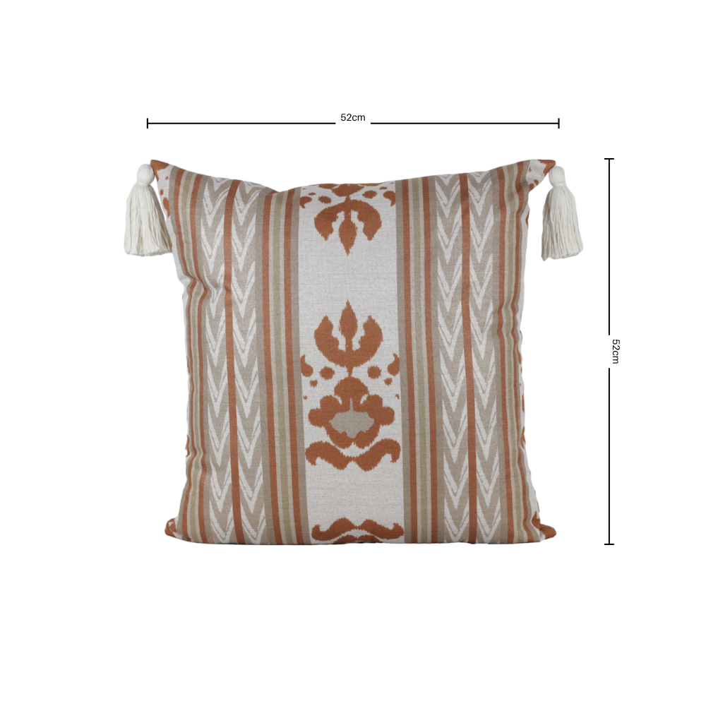 Almofada Linho 52X52 Ikat Off White Tassel