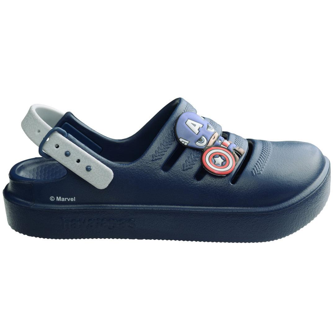Chinelo Clog Havaianas Infantil Marvel Capitão América Marinho