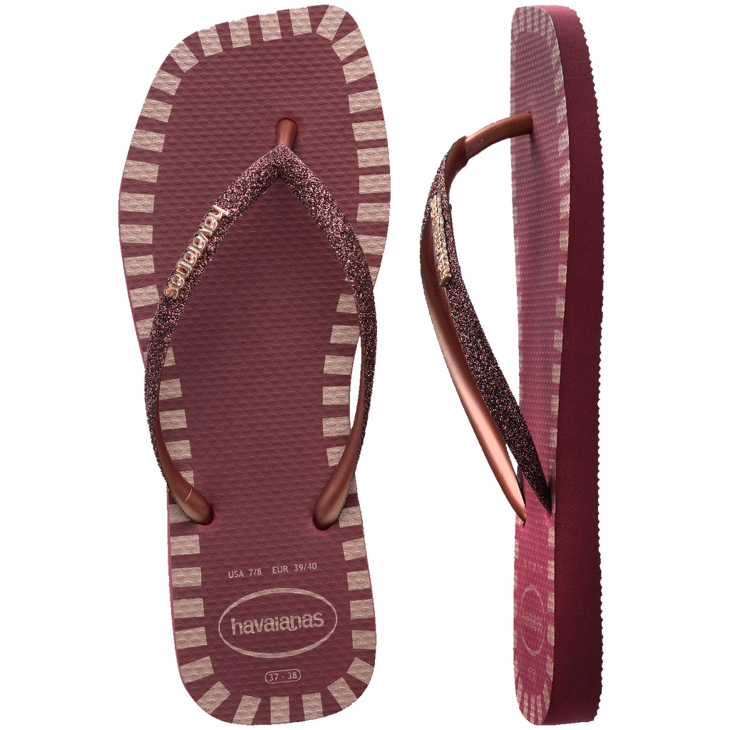 Chinelo Havaianas Slim Square Glitter Contour