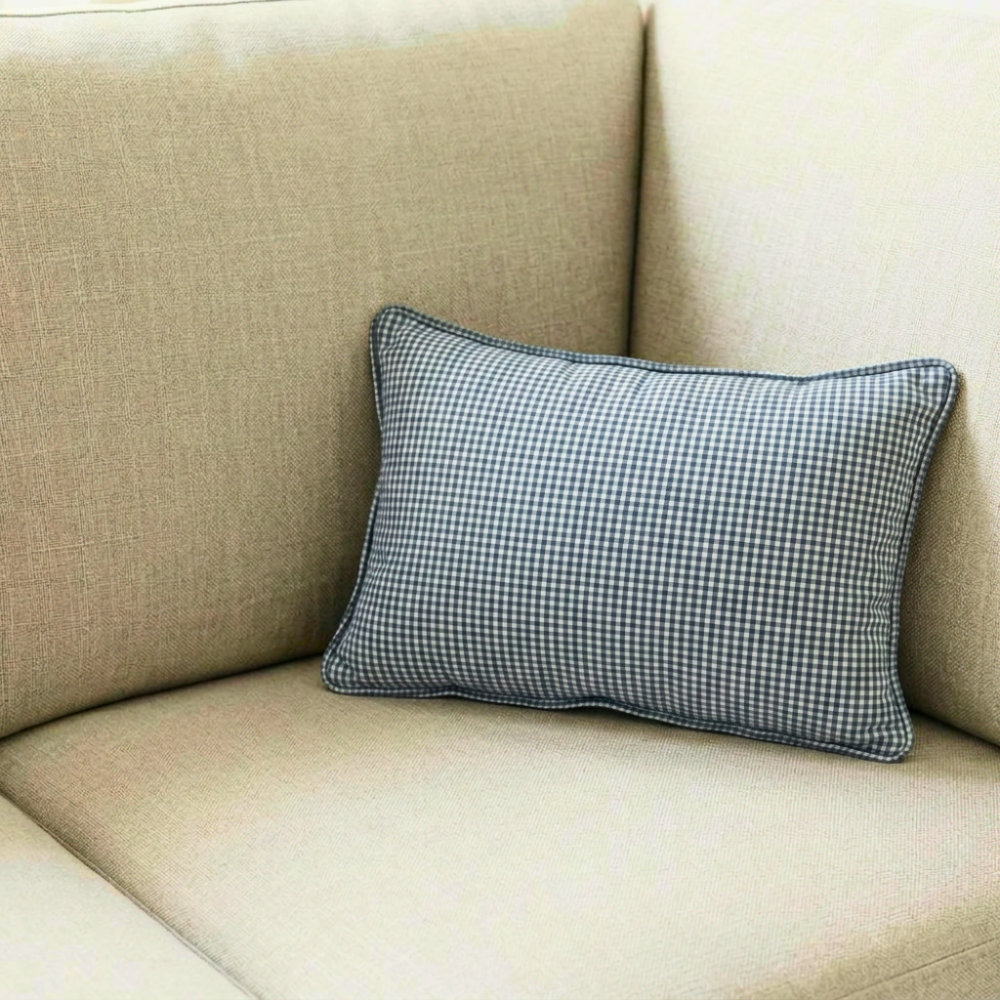 Almofada Linho 35X58 Estampa Dupla Face Azul Com Cordão