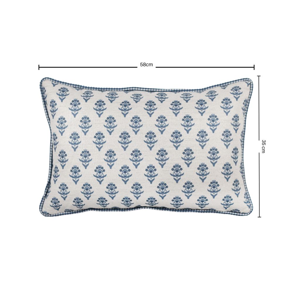 Almofada Linho 35X58 Estampa Dupla Face Azul Com Cordão