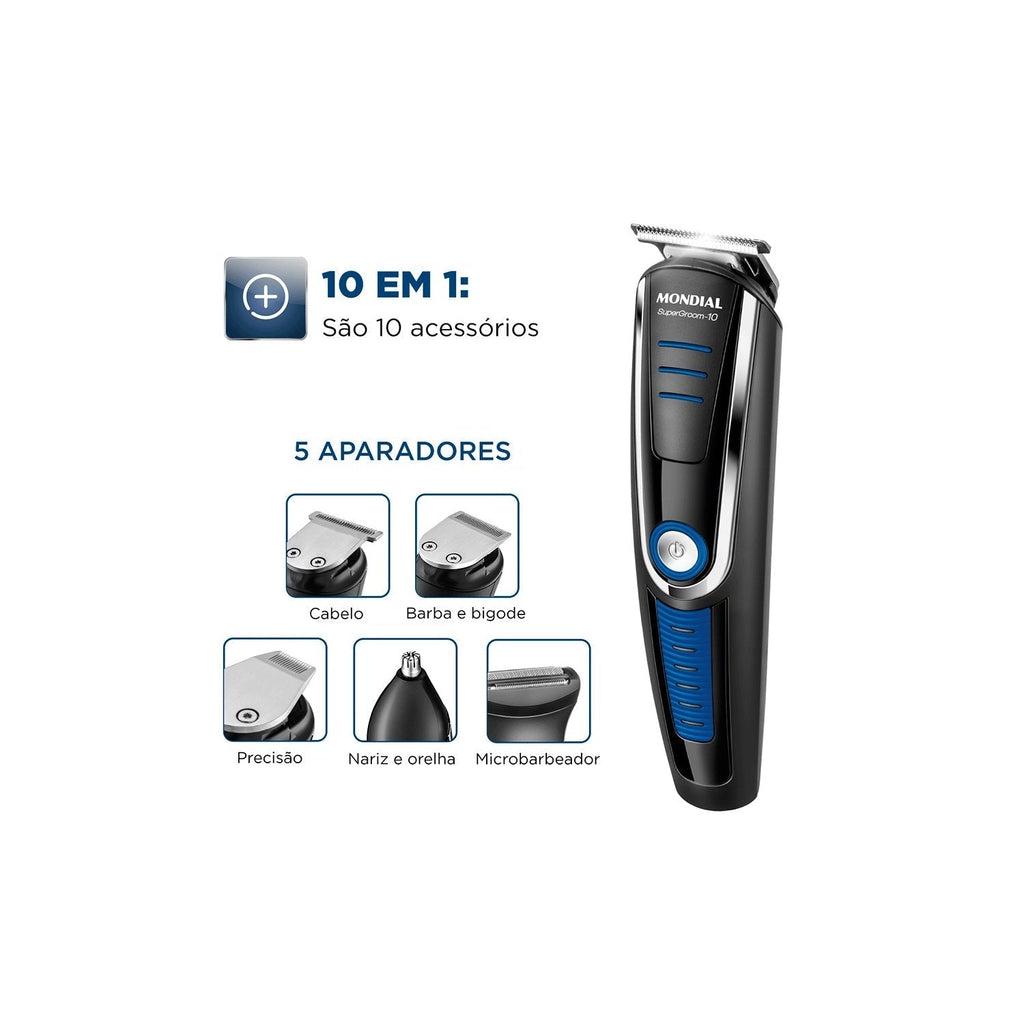 Aparador Elétrico Mondial BG-03 10 em 1 Recarregável Bivolt Multi Grooming