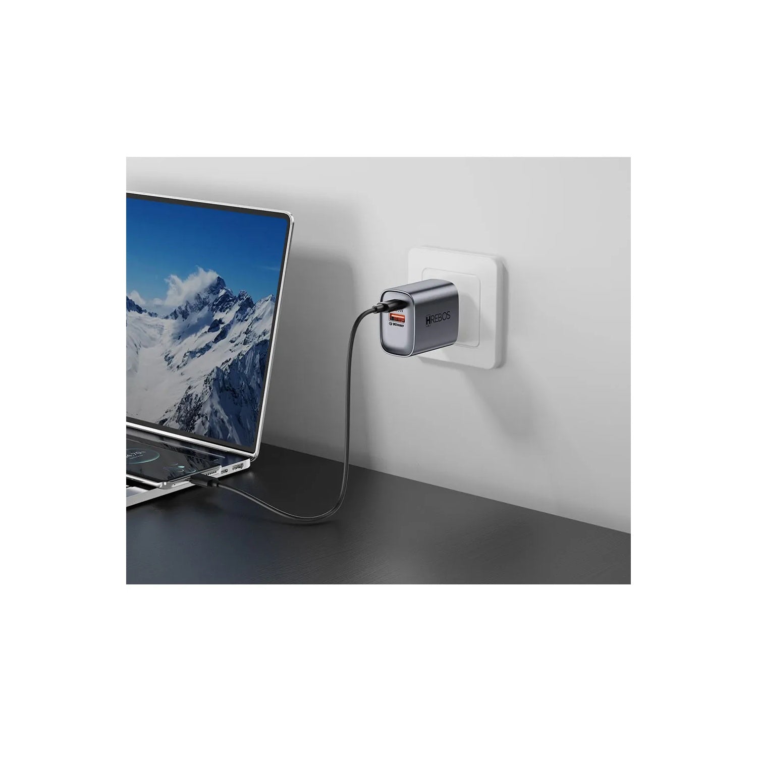 Carregador Turbo Hrebos 20W USB-C CRG-232CC Cinza com Cabo Power Delivery
