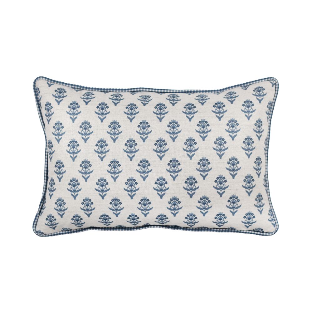 Almofada Linho 35X58 Estampa Dupla Face Azul Com Cordão