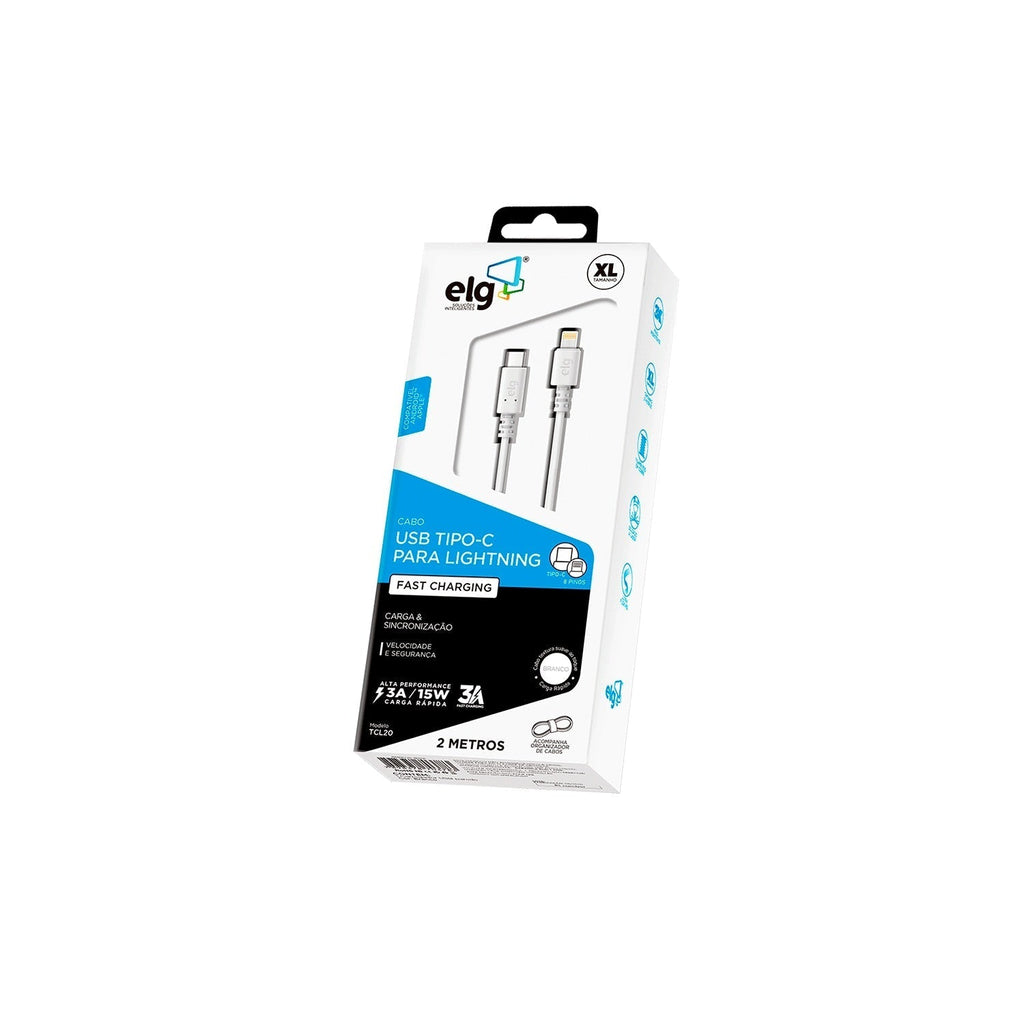 Cabo ELG USB-C para Lightning TCL20 Cabo 2M 2.1A Fast Charge iPhone
