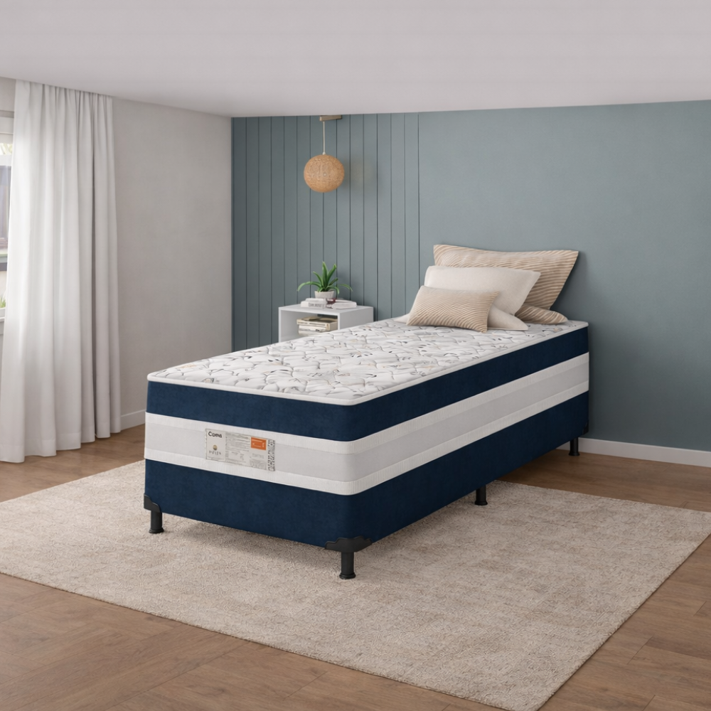 Cama Box Solteiro Conjugada D28 88x188x53cm Ortomedic Bacetto
