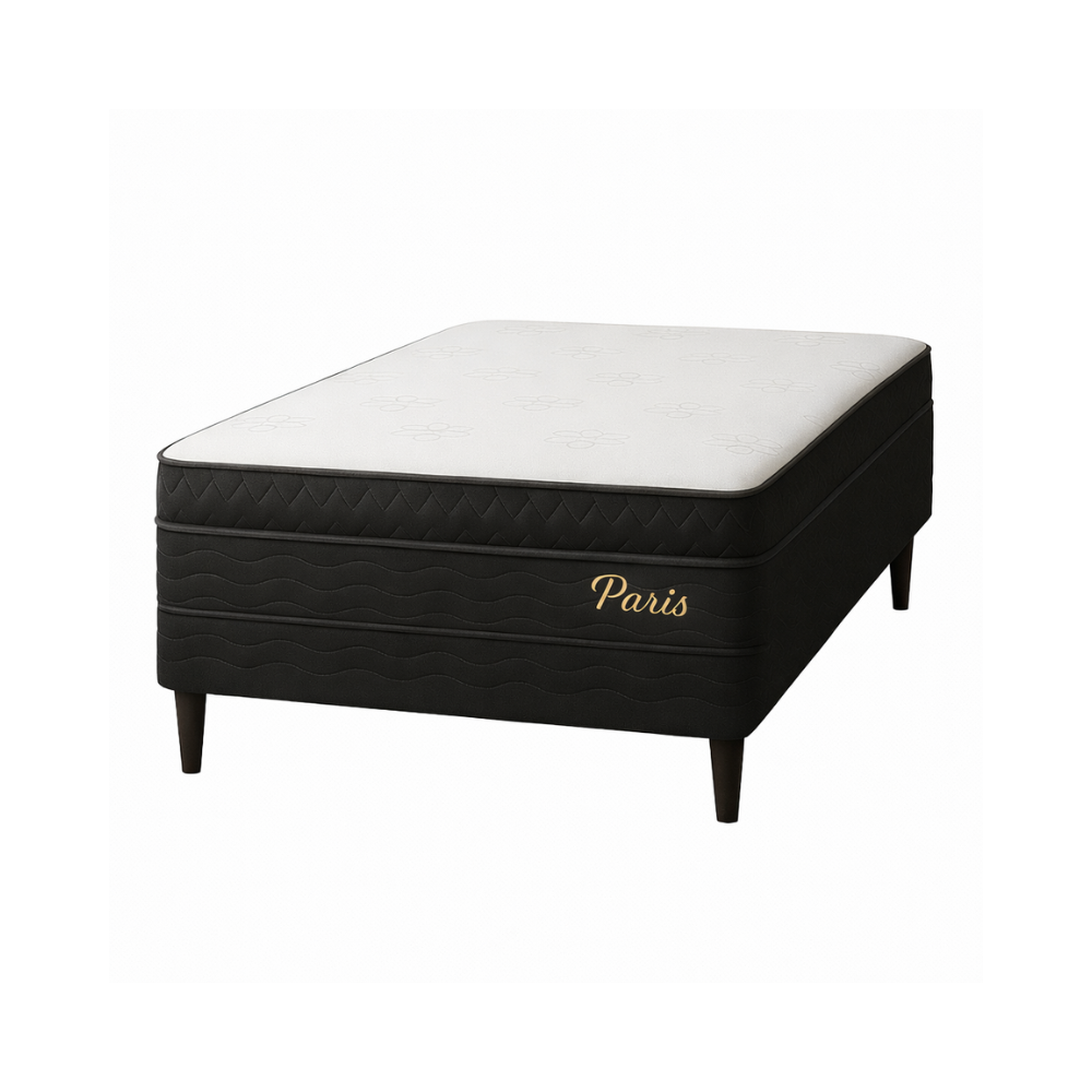 Cama Box Casal (Base + Colchão) Paris Topazio