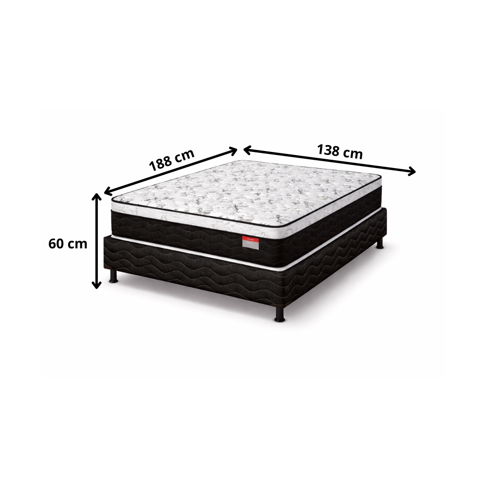 Cama Box Casal Gold (Colchão+Base)138x68 D33 Placa EPS Reconflex