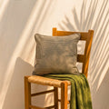 Almofada Linho 52X52 Estampa Mini Xadrez Verde Com Cordão