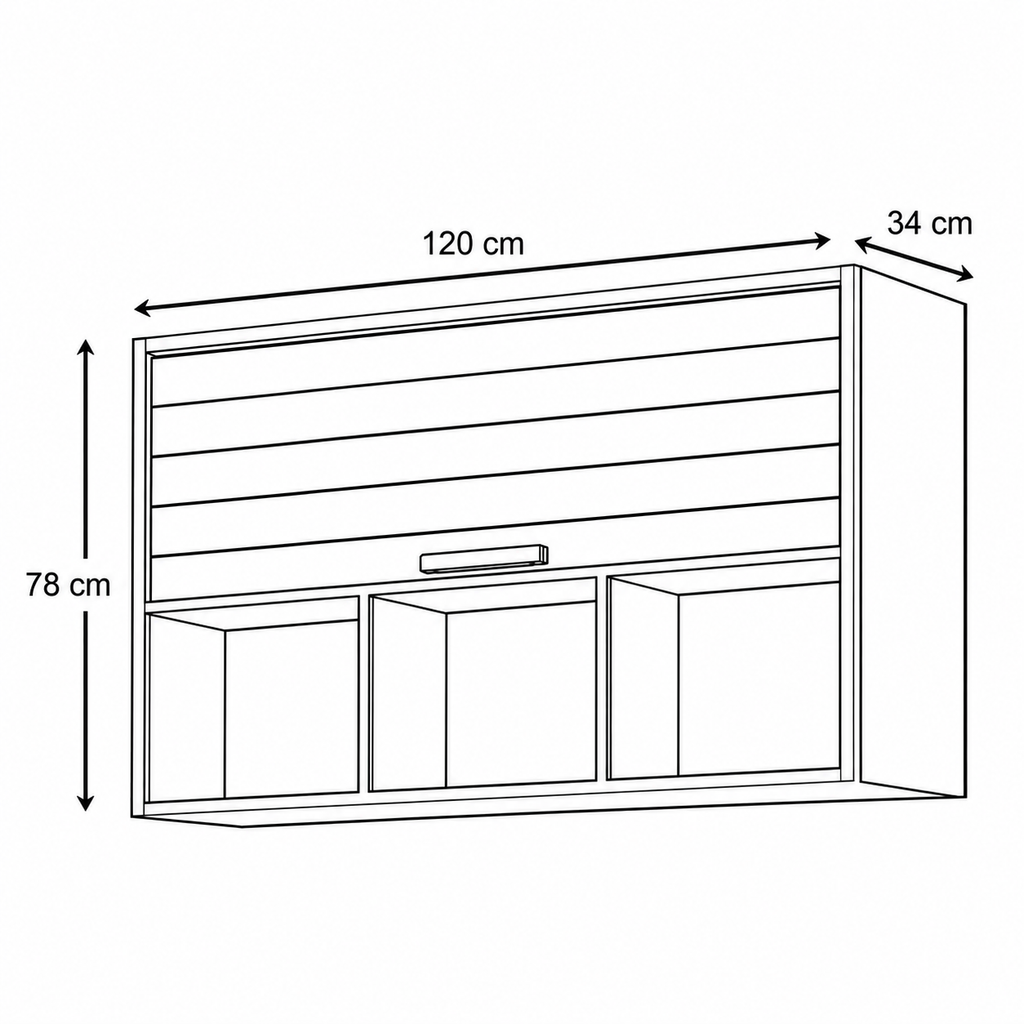 Armário Aéreo Eloise 120Cm 1 Portas Basculhante MGM