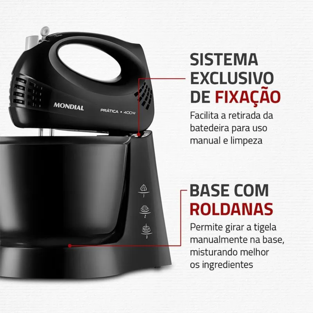Batedeira Mondial  400W Prática B-44-B - 3 Velocidades