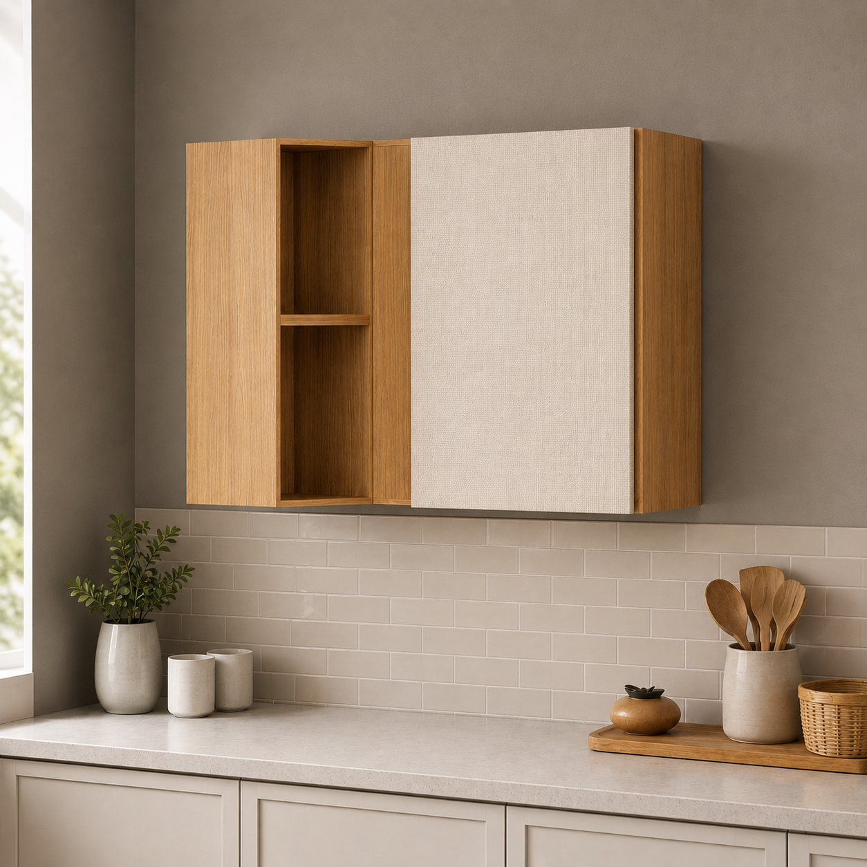 Armário Aéreo de Canto Reto 1 Porta 90cm Art Kits Paraná