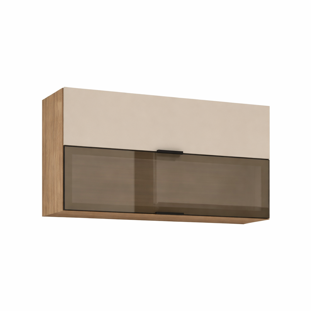 Armário Aéreo  2 Portas Basculantes 1 com Vidro 120 cm Aluminum  Kits Paraná