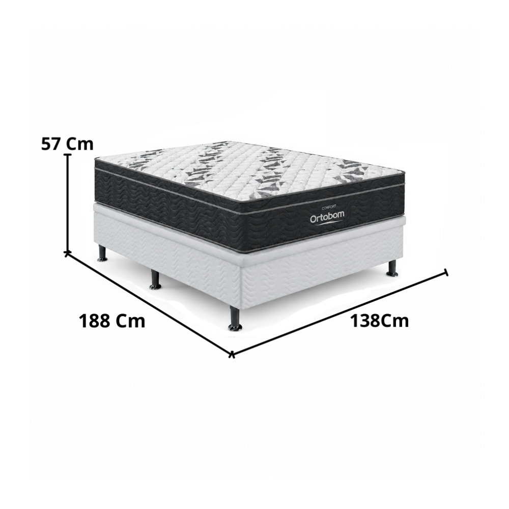Cama Box Baú Casal Airtech D33 (Colchão + Base) 138x188 Ortobom