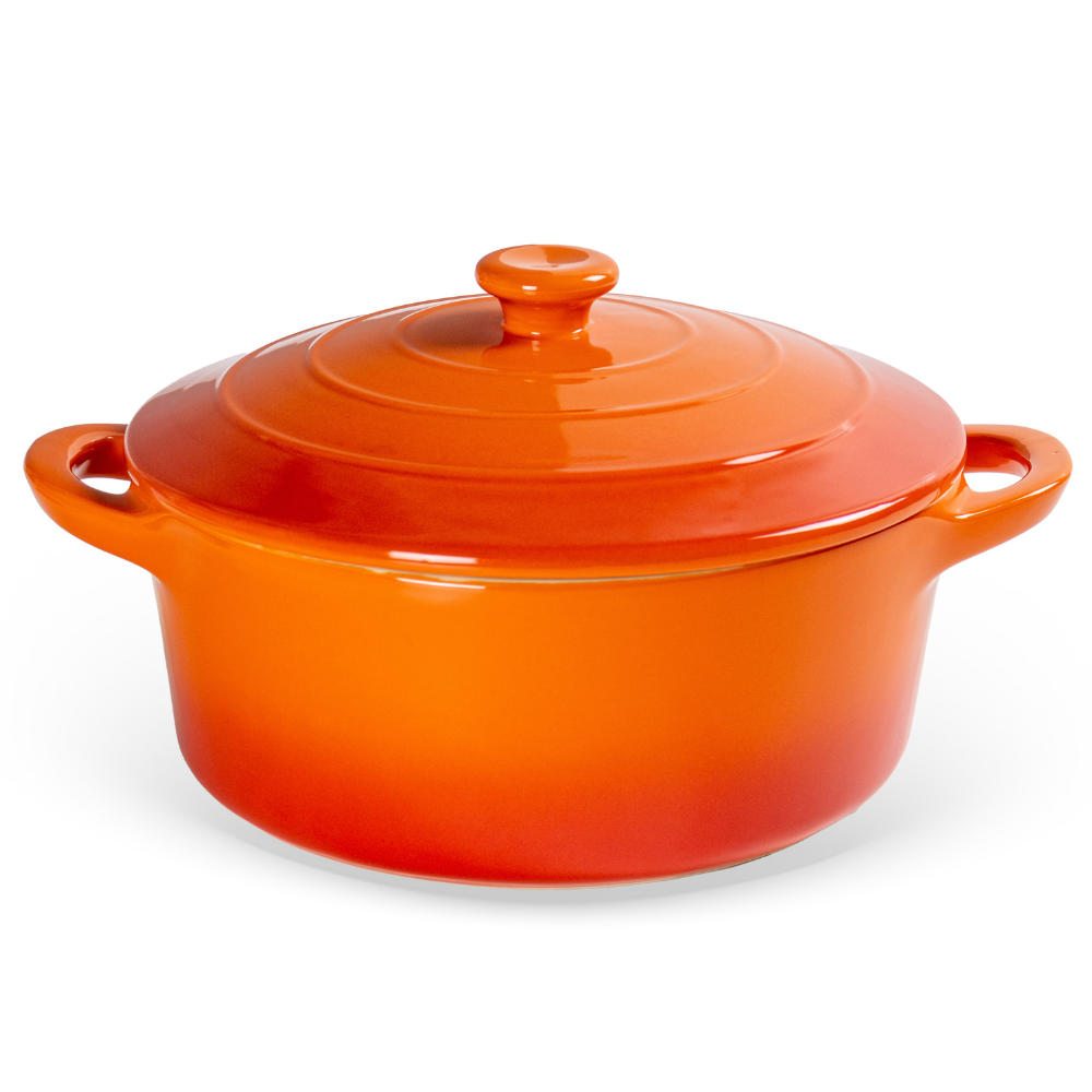Caçarola Cerâmica Laranja Degradê Redonda 23,5cm