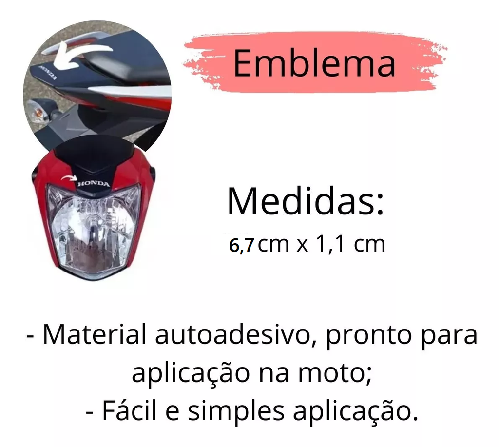 Adesivo Mascara Frontal Farol Rabeta Traseira Moto Honda 6,7cm