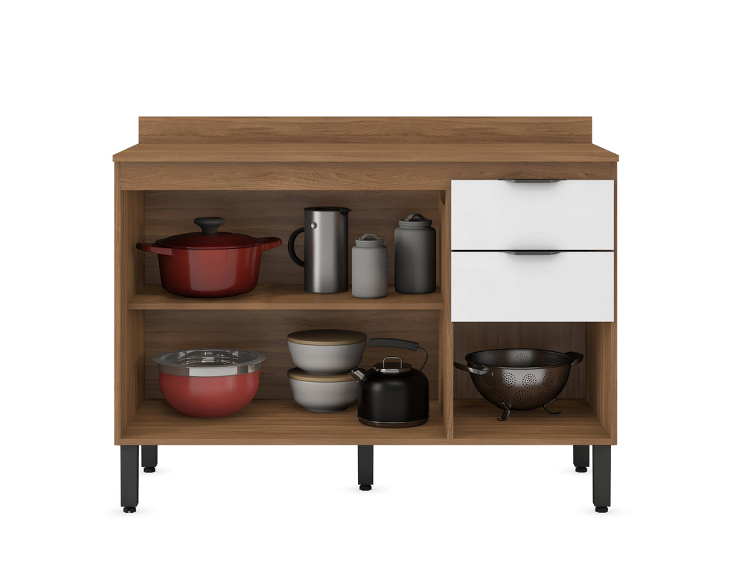 Balcão de Cozinha 3 Portas 2 Gavetas 120cm Com Tampo Firenze Demóbile