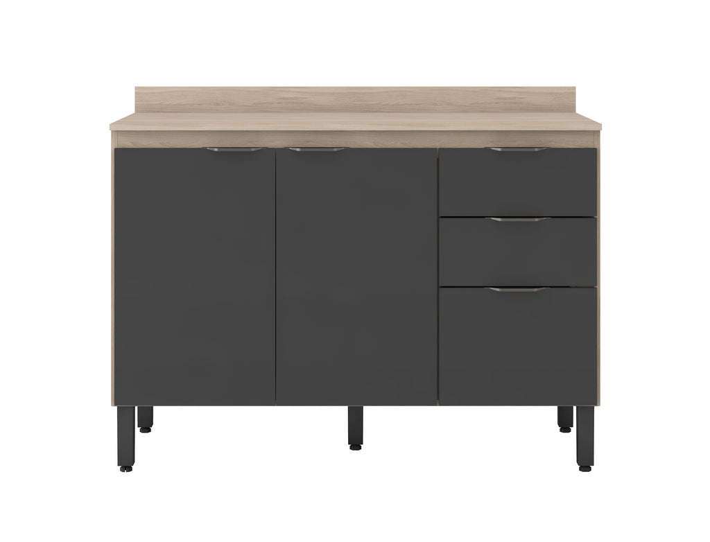 Balcão de Cozinha 3 Portas 2 Gavetas 120cm Com Tampo Firenze Demóbile