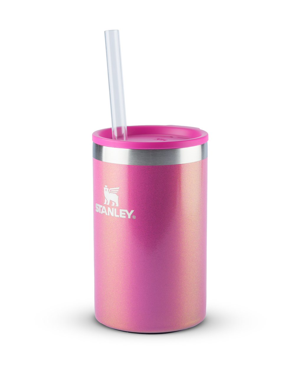 Can Cooler com canudo Stanley Dazzle Pink Shimmer | 296ML