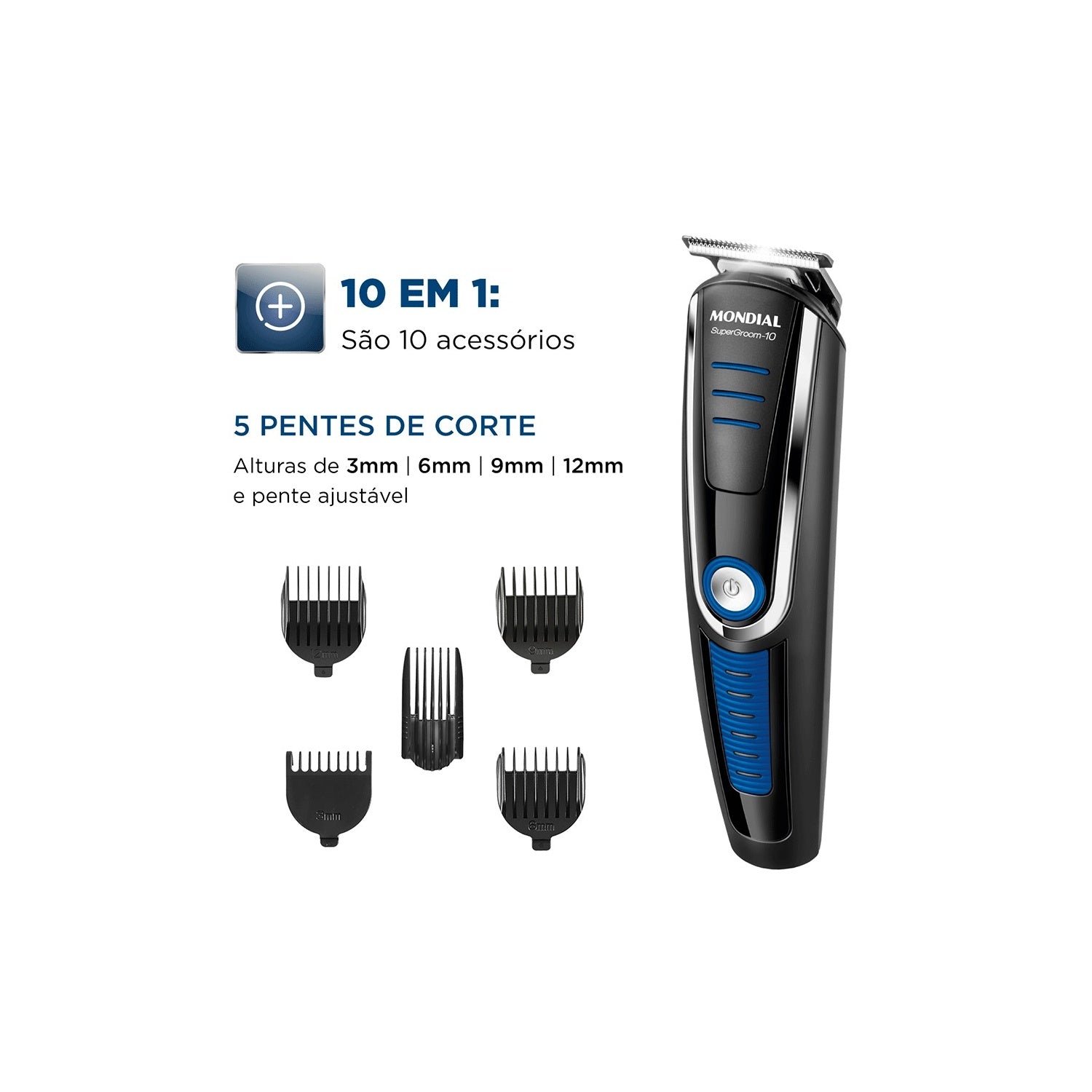 Aparador Elétrico Mondial BG-03 10 em 1 Recarregável Bivolt Multi Grooming
