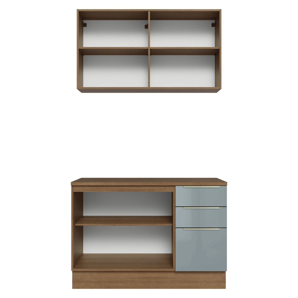 Armário de Cozinha Compacta 120 x 60 cm Rustic/Cinza Lux Madesa 02