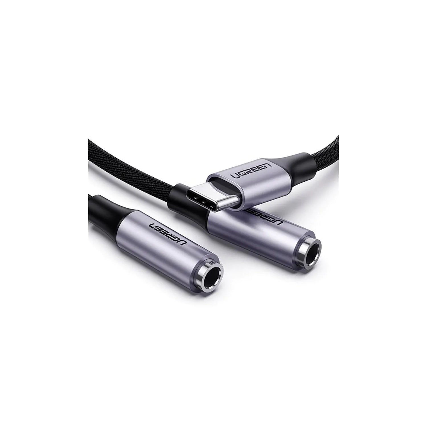 Adaptador UGREEN AV144 USB-C para 2x P2 Fêmea Áudio e Microfone Cabo Áudio 20cm