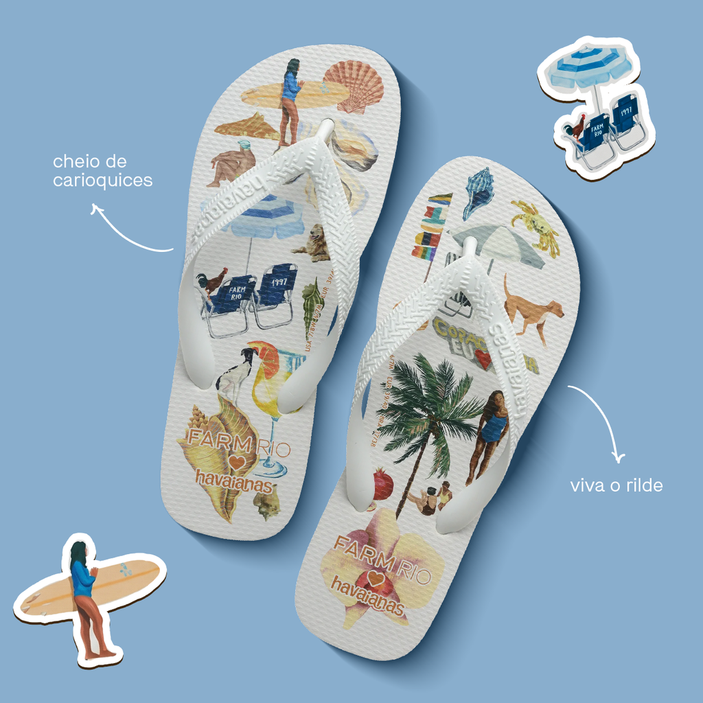 Chinelo Havaianas Farm Colagem Carioca