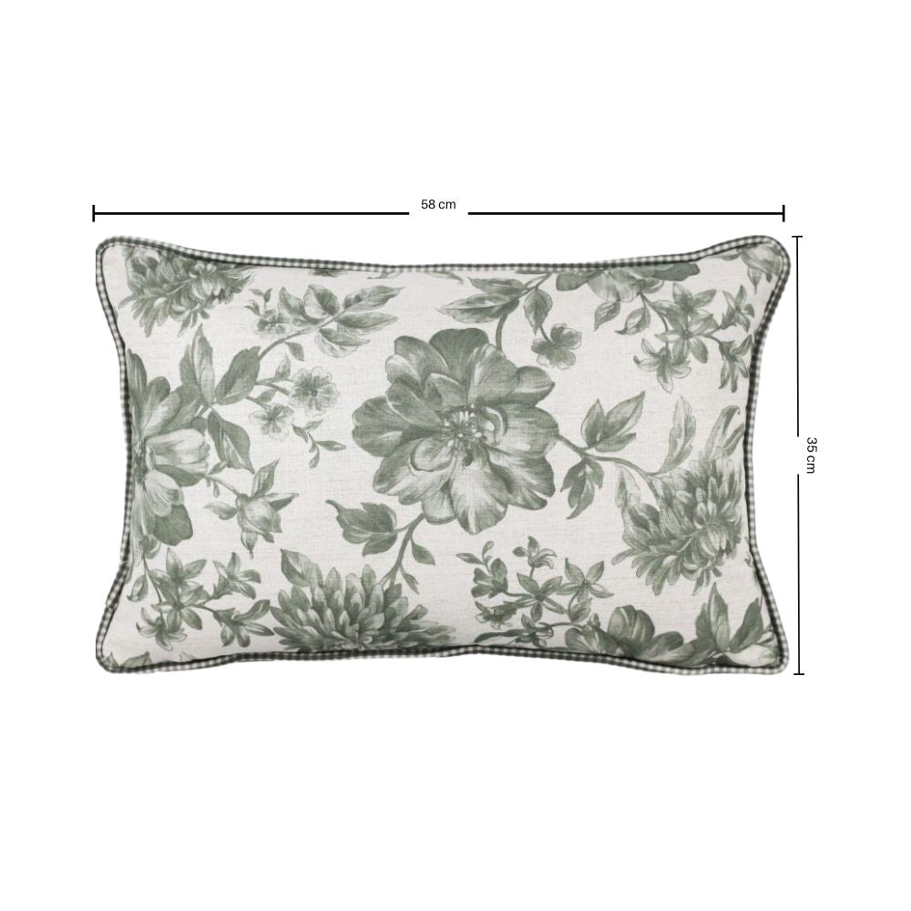 Almofada Linho 35X58 Estampa Dupla Face Xadrez Grande Verde Cordão