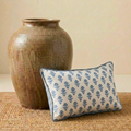 Almofada Linho 35X58 Estampa Dupla Face Azul Com Cordão