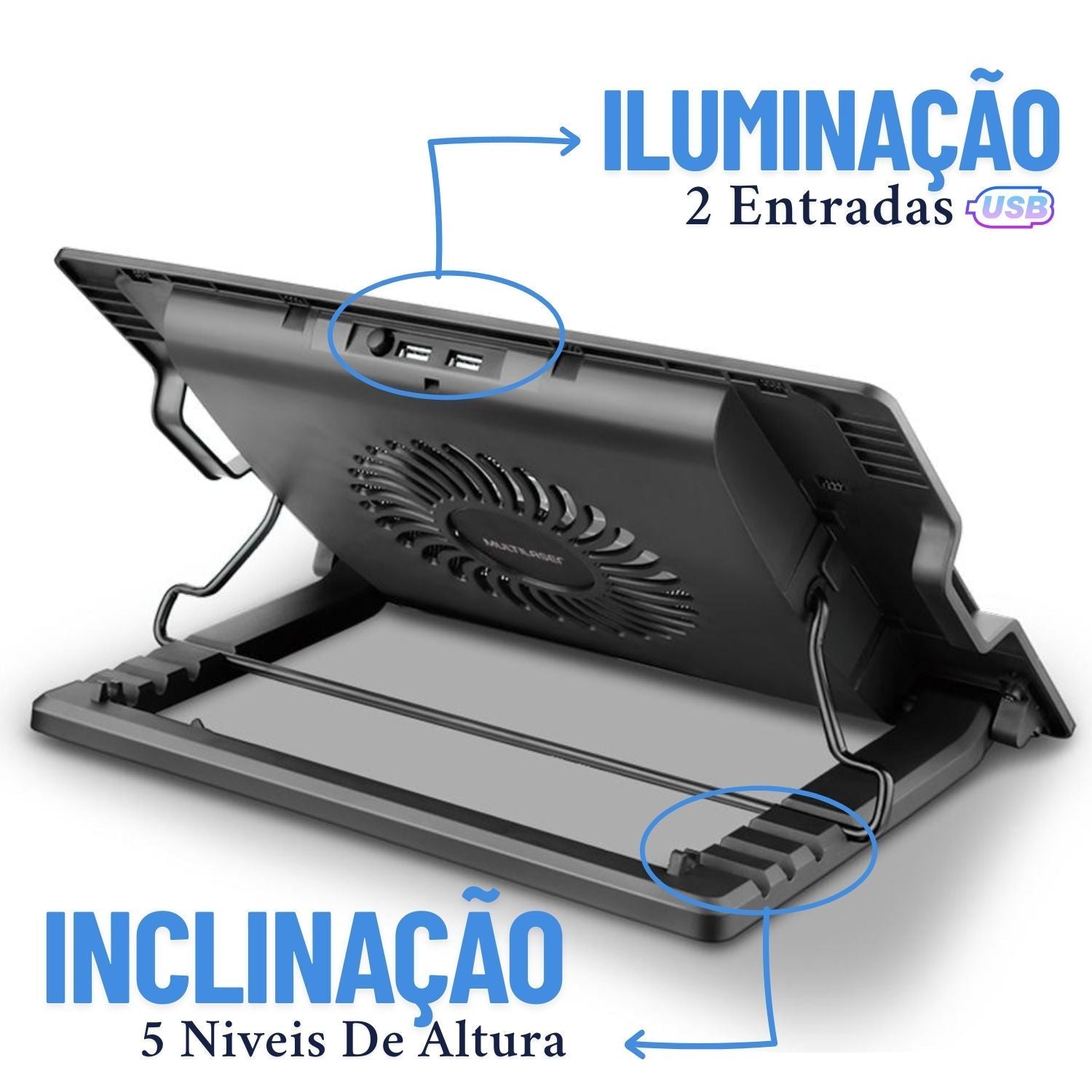 Base De Notebook Com Cooler Multilaser AC166 com 3 Ventoinhas