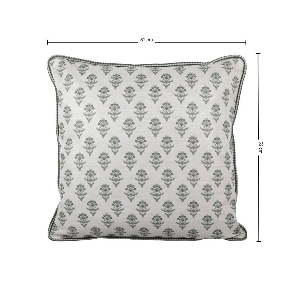 Almofada Linho 52X52 Estampa Botânico Verde Com Cordão