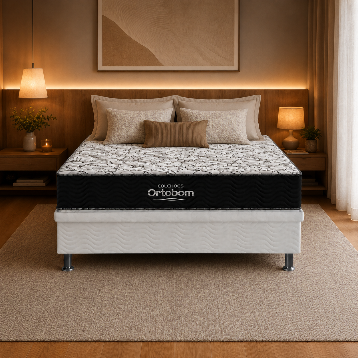 Cama Box Casal Airteh D45 (Colchão + Base) 138x188cm  Ortobom
