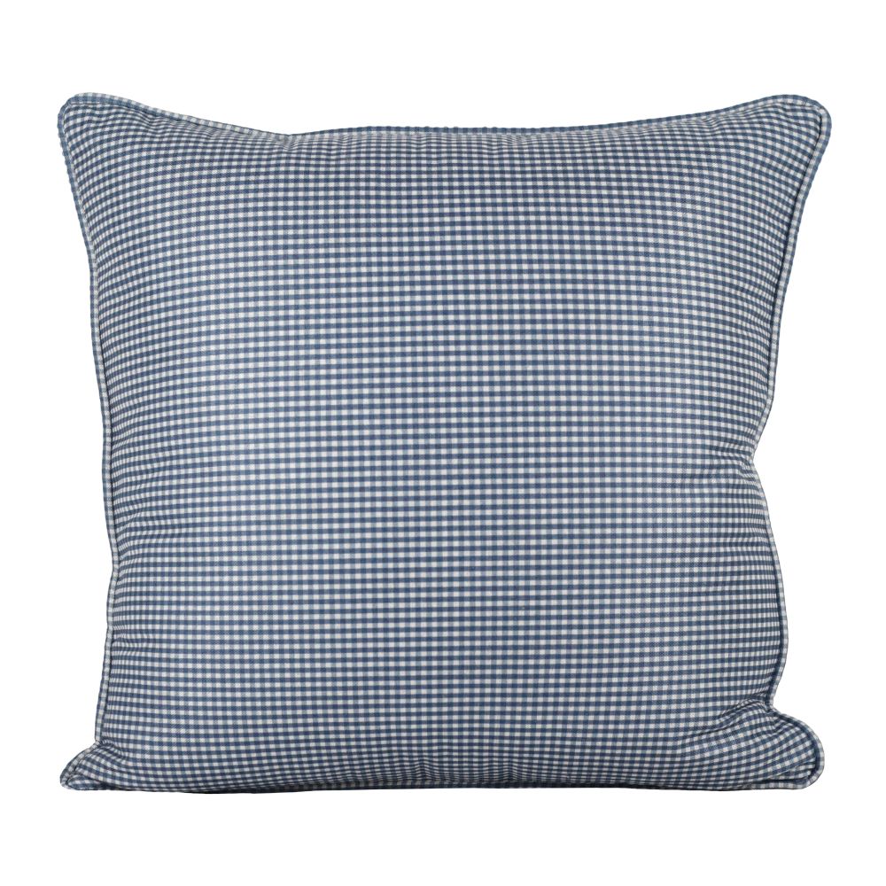 Almofada Linho 52X52 Estampa Mini Xadrez Azul Com Cordão