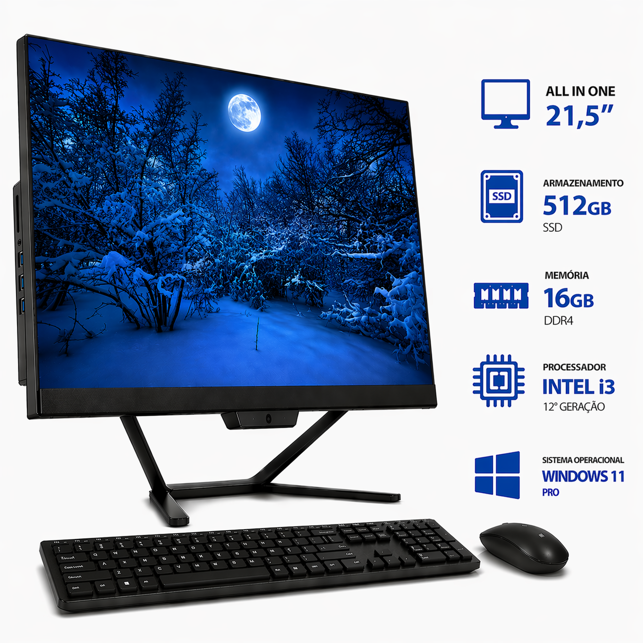All in One 21,5" Intel Core i3 12100 16GB SSD 512GB Windows 11 Pro