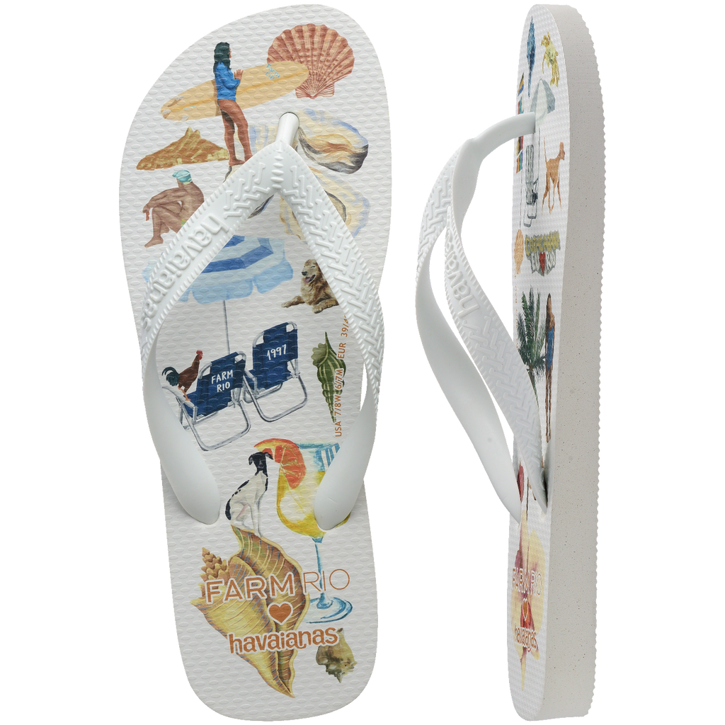 Chinelo Havaianas Farm Colagem Carioca